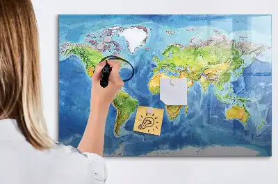 Világtérkép mágneses tábla filctollal