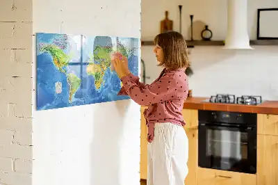 Világtérkép mágneses tábla filctollal