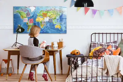 Világtérkép mágneses tábla filctollal