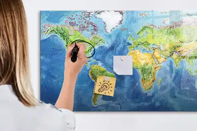 Világtérkép mágneses tábla filctollal