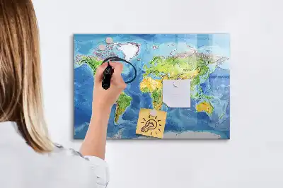 Világtérkép mágneses tábla filctollal