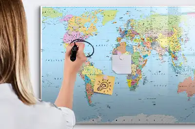 Világtérkép mágneses tábla filctollal