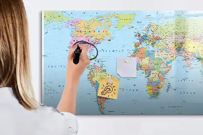 Világtérkép mágneses tábla filctollal