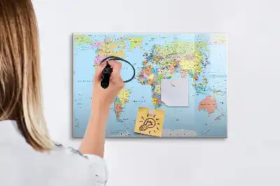 Világtérkép mágneses tábla filctollal