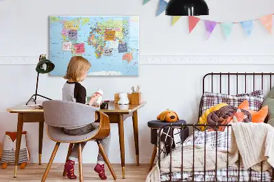Világtérkép mágneses tábla filctollal