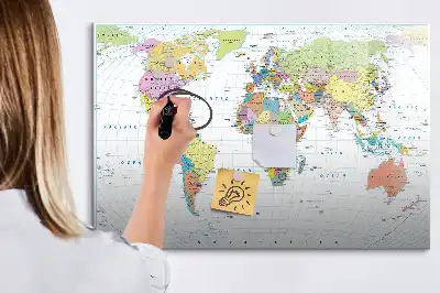 Mágneses törölhető világtérkép tábla mágneses törölhető felülettel