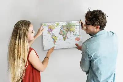 Mágneses törölhető világtérkép tábla mágneses törölhető felülettel
