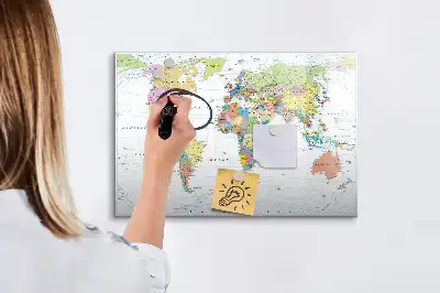 Mágneses törölhető világtérkép tábla mágneses törölhető felülettel