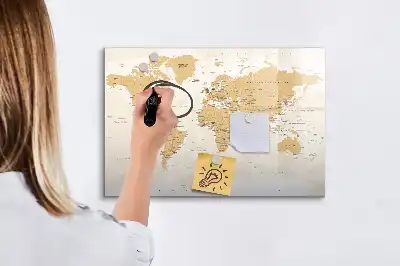 Politikai világtérkép mágneses tábla filctollal