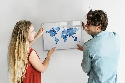 Akvarell világtérkép mágneses törölhető tábla kivitelben