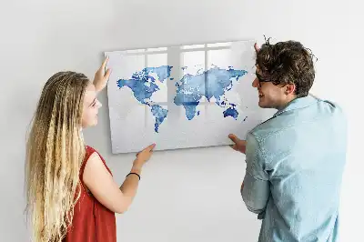 Akvarell világtérkép mágneses törölhető tábla kivitelben