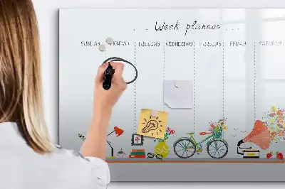 Heti tervező mágneses tábla filctollal