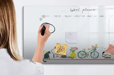 Heti tervező mágneses tábla filctollal