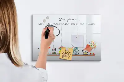 Heti tervező mágneses tábla filctollal