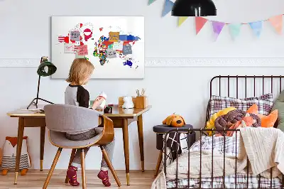 Mágneses térkép nemzeti zászlókkal filctollal