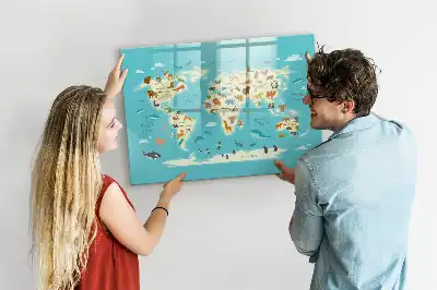 Az állatvilág térképe mágneses tábla filctollal