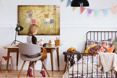 Mágneses törölhető tábla régi világtérkép mintával
