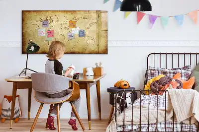 Mágneses törölhető tábla régi világtérkép mintával