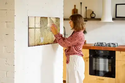Mágneses törölhető tábla régi világtérkép mintával