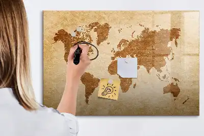Mágneses világtérkép régi stílusú, filctollal