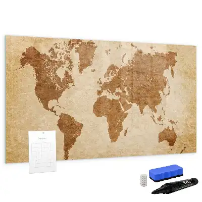 Mágneses világtérkép régi stílusú, filctollal