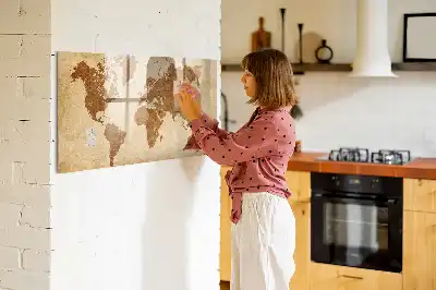 Mágneses világtérkép régi stílusú, filctollal