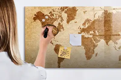 Mágneses világtérkép régi stílusú, filctollal