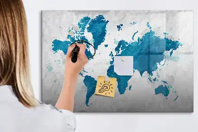 Világtérkép mágneses törölhető tábla mágneses és törölhető felülettel