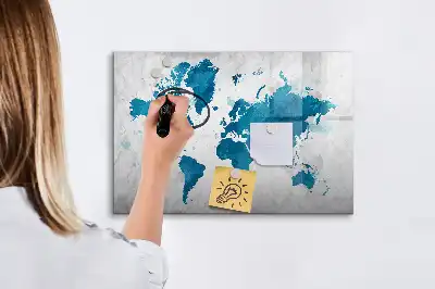 Világtérkép mágneses törölhető tábla mágneses és törölhető felülettel