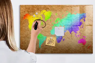 Szivárvány világtérkép mágneses tábla filctollal