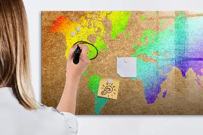 Szivárvány világtérkép mágneses tábla filctollal