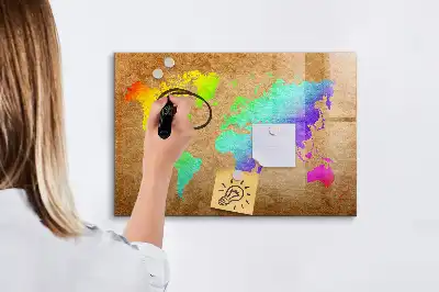 Szivárvány világtérkép mágneses tábla filctollal