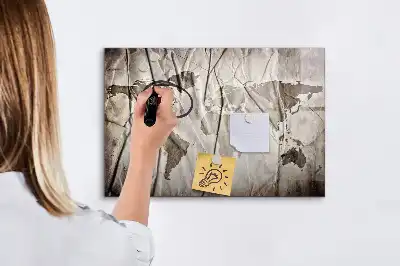 Mágneses világtérkép tábla filctollal