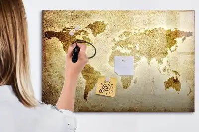 Régi világtérkép mintás mágneses tábla filctollal