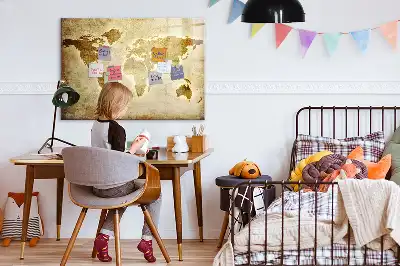 Régi világtérkép mintás mágneses tábla filctollal
