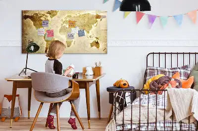 Régi világtérkép mintás mágneses tábla filctollal