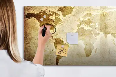 Régi világtérkép mintás mágneses tábla filctollal