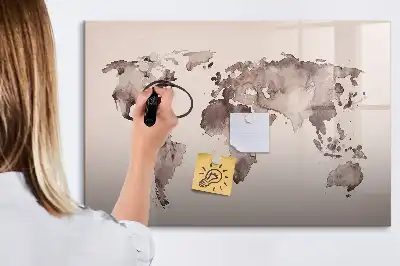Akvarell világtérkép mágneses tábla filctollal