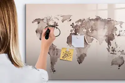 Akvarell világtérkép mágneses tábla filctollal