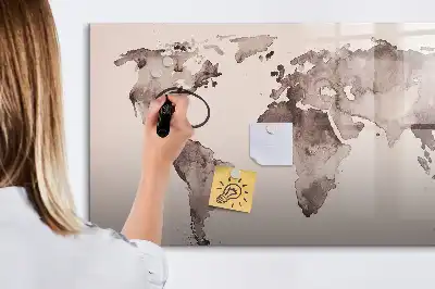 Akvarell világtérkép mágneses tábla filctollal