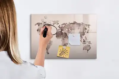 Akvarell világtérkép mágneses tábla filctollal