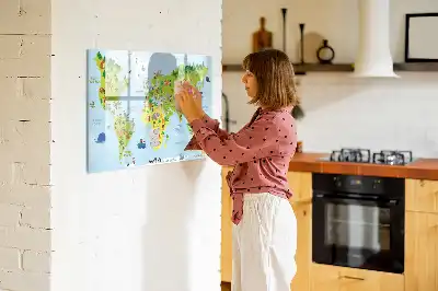 Mágneses törölhető tábla kulturális világtérkép mintával