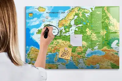 Mágneses törölhető tábla földrajzi világtérképpel