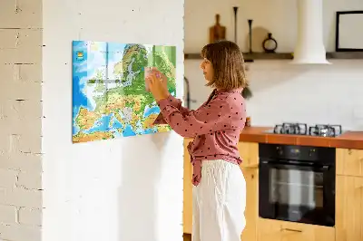 Mágneses törölhető tábla földrajzi világtérképpel