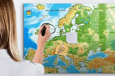 Mágneses törölhető tábla földrajzi világtérképpel