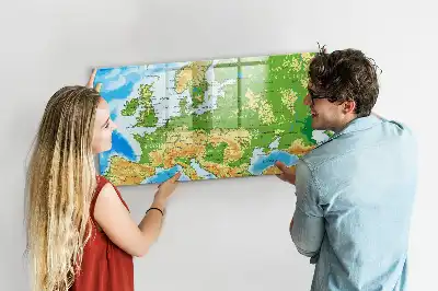 Mágneses törölhető tábla földrajzi világtérképpel