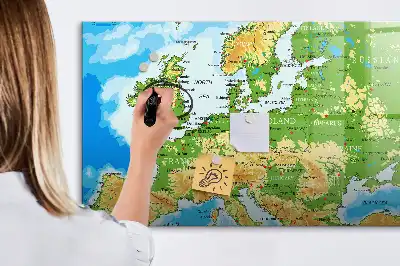 Mágneses törölhető tábla földrajzi világtérképpel