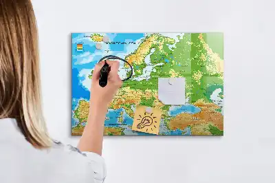 Mágneses törölhető tábla földrajzi világtérképpel