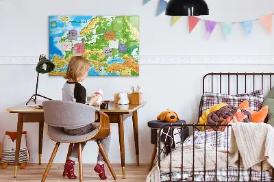 Mágneses törölhető tábla földrajzi világtérképpel