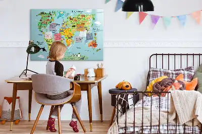 Világtérkép állatokkal mágneses tábla filctollal